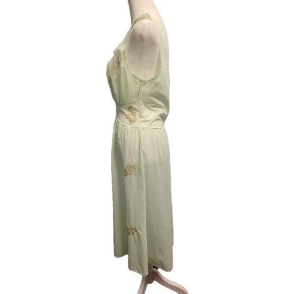 Vintage Nightgown Womens *Medium Mint Green Embroidered Midi Night Dress - Picture 4 of 12